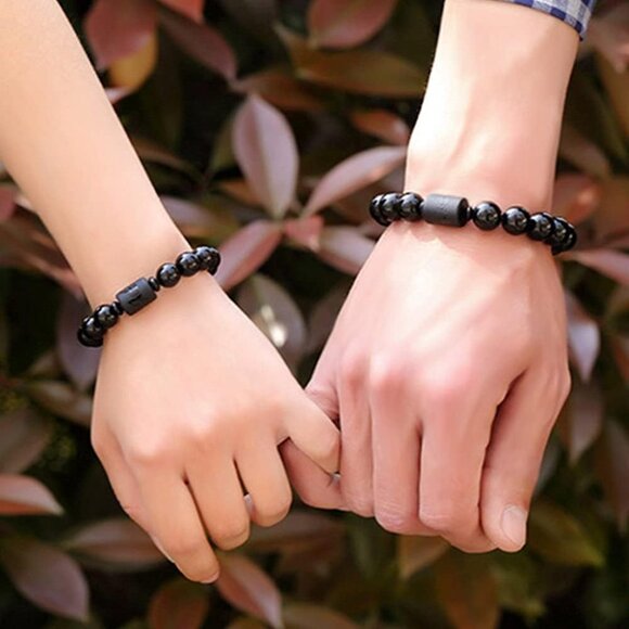 Elegant Black Obsidian Dragon & Phoenix Bracelet for Couples - Detox & Energize - Picture 4 of 7